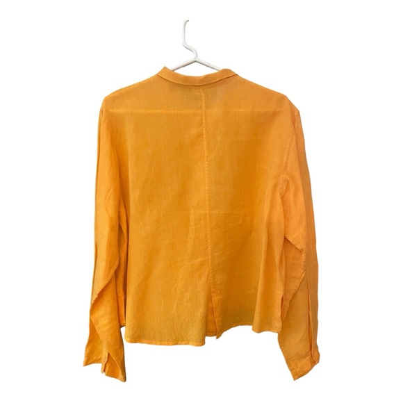 South Street Linen Sherbet Orange Button Down Shirt Blouse Top Medium/SSL Size 2 - Picture 2 of 7